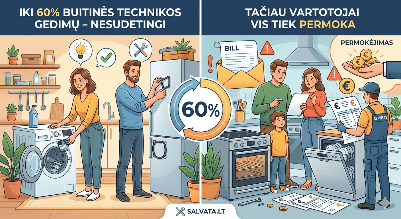 Tyrimai rodo iki 60 proc. buitinės technikos gedimų – nesudėtingi, tačiau vartotojai vis tiek permoka